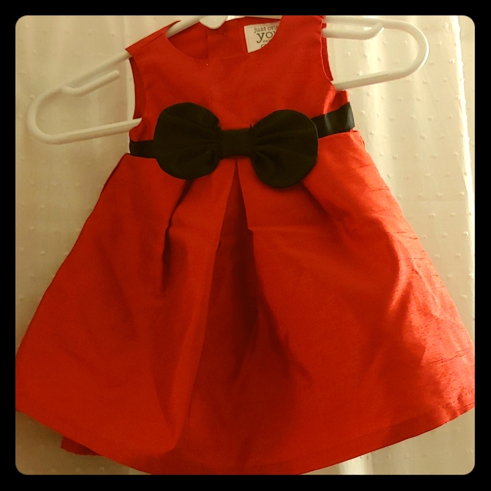 Carter's Red Taffeta Dress with Black Bow
